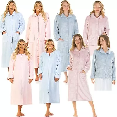 Womens/Ladies Fleece Button Through Robe/Dressing Gown Size 10-24 • £25.95