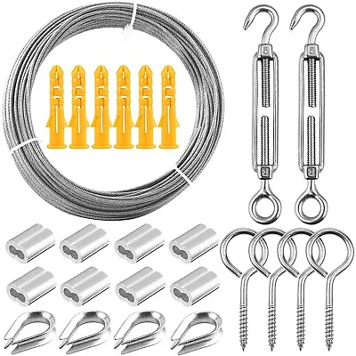 £12.99 • Buy 15M Garden Wire Rope Fence Wire Kit Heavy Duty 304 Stainless Steel Cable Railing
