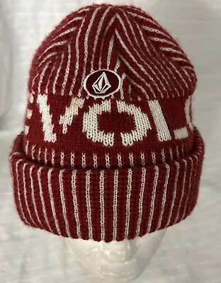 Volcom Stone Full Stone Red Stripped Beanie Skiing Snowboarding One Size • $12.99