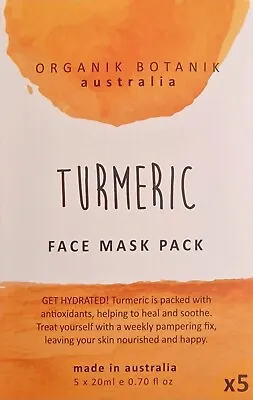 Organik Botanik Face Mask Pack Turmeric / Pink Clay  5 Pcs Set | Original • £15.99