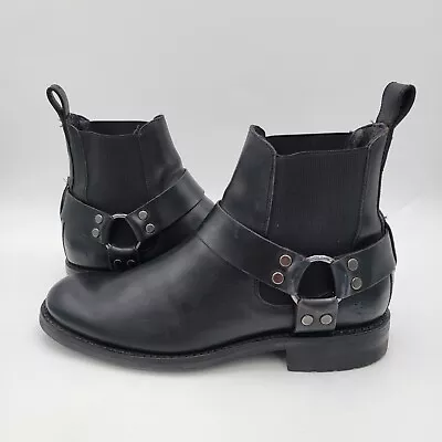Frye Men's Harness Chelsea Motorcycle Black Leather Boots Slip On US 8.5  • $79.99