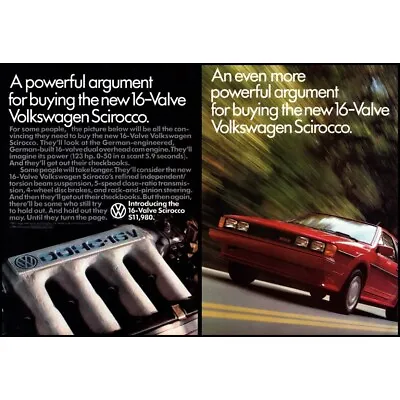 1986 VW Volkswagen Scirocco 16 Valve 2 Page Vintage Print Ad Wall Art Photo • $10.97