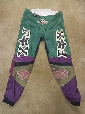 Vintage Fox 360 Motocross Pants Green Purple Kawasaki Size 36 AHRMA MX Racing • $55