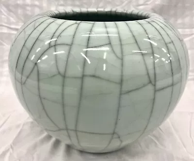 Antique Chinese Qing Dynasty Celadon Crackle Ware Matte Aqua Glaze Cachepot • $625