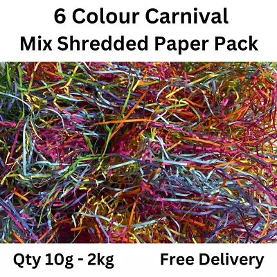 Carnival Shredded Paper 6 Coloured Mixed Kraft Paper Pack Hampers Gift Boxes 2mm • £0.99