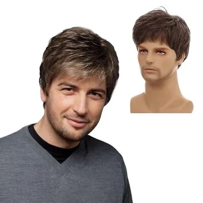 Business Natural And Realistic Full Wig For Medium-elderly Men Mens Black Wigs • $19.79