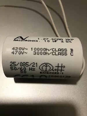 Arcotronics  Capacitor 1.27.6CAA MKP Wire Leads 10uf 420v-10000h/Class B 470v • $14.20