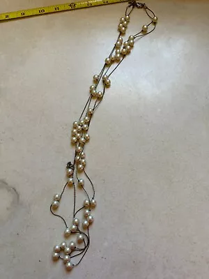 J. Crew Faux Pearl Gold Double To 4 Strands Choker To Long Necklace • $18