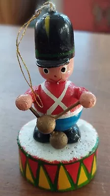 Vintage Christmas Wooden Little Drummer Boy Ornament  3”. • $8