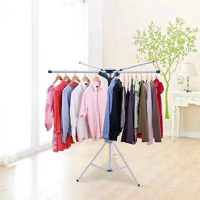 Foldable Tripod Clothes Drying Rack Laundry Coat Hanger Metal Garment Rack Stand • $33.25