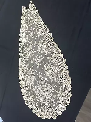 Antique LARGE LAPPETTE French Alencon Lace Hand Made  Perfect Ecru • $49.99