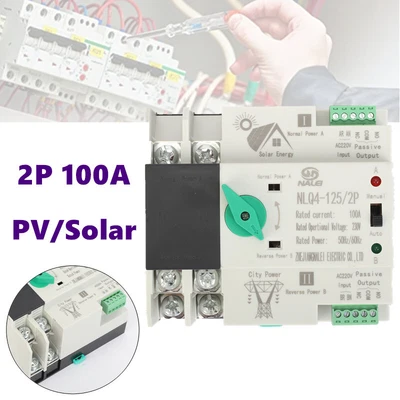 £27 • Buy Solar/PV 2P 100A Dual Power Automatic Transfer Switch Generator Changeover Quick
