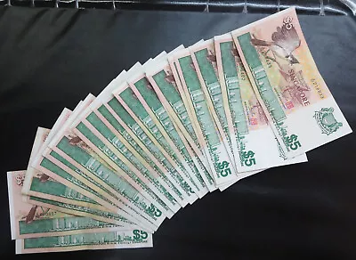 20 Singapore $5 Five Dollars Bird Series Banknotes 1976 Wholesale Lot SGD Notes • $136.90