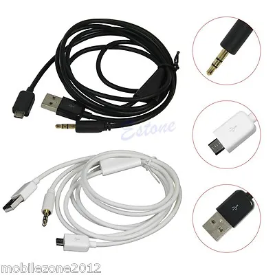 Car AUX Audio Music 3.5 Micro USB Charge Cable Samsung Galaxy S3 S4 S5 HTC • $12.22