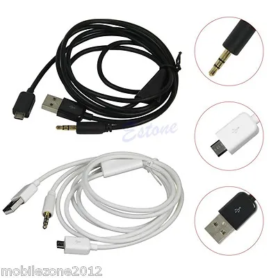 Micro To 3.5mm Jack USB Audio Cable Samsung Galaxy S4 S3 Note - AUX Car Lead • £3.49
