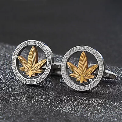 Titanium Steel Openwork Premium Two Tone Cufflinks Anchor Coconut Tree Cufflinks • $8.09