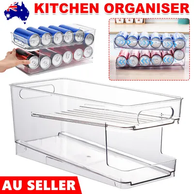 $23.95 • Buy 2-Tiers Stackable Beverage Holder Can Organizer Rack For Refrigerator Kitchen AU