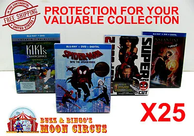 25x BLU-RAY WITH SLIPCOVER SMALL (SIZE BR2) - CLEAR PLASTIC BOX PROTECTOR SLEEVE • $24.98