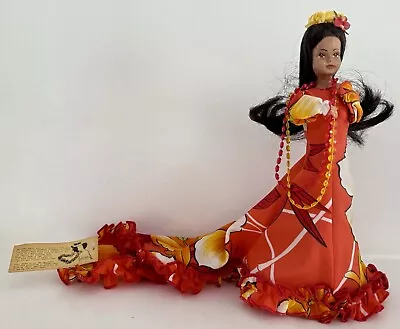 Vintage Hawaiian Makaleka Doll W/ Tag Handcrafted Red Dress • $14.99
