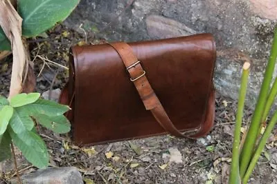 New Vintage Leather Men's Handmade Brown Laptop Shoulder Satchel Messenger Bag • $39.67