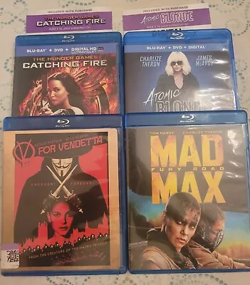 4 Blu-ray LOT: Strong Women Atomic Blonde Mad Max Fury Hunger Games Vendetta • $5.99