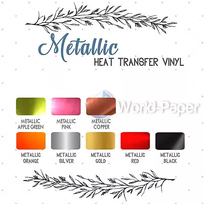 Metallic Heat Transfer Vinyl For T Shirt Garment HTV Film Iron On 20  X 1Y USA#1 • $11.99