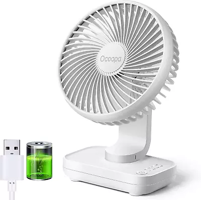 USB Desk Fan 4000Mah Rechargeable Battery Operated Table Fan 4 Speeds 5 Inch M • £25.62