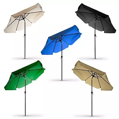 2.2M Aluminium 6 Ribs Round Parasol Beach Home Umbrella Tilting Crank & Flap • £22.85