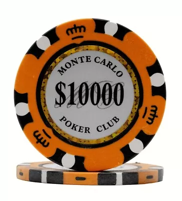 50 Da Vinci Premium 14 Gr Clay Monte Carlo Orange Poker Chips 10000 Denomination • $24.99
