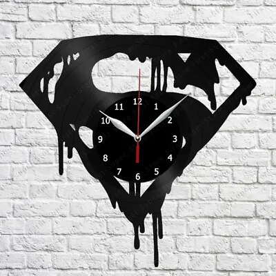 Superman Vinyl Record Wall Clock Black Clock Wall Decor Fan Art 12'' (30cm) 211 • $14.99