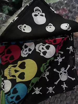 Pack Of 3 Bandana 100% Cotton Skull Print Double Sided Scarf/Head /Neck. • $6