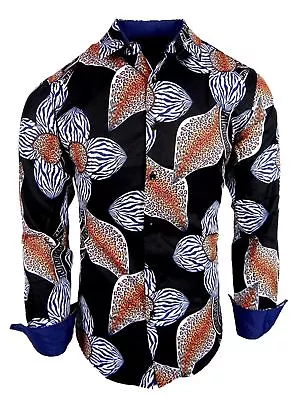 Mens Shirt Tropical Florals Animal Leopard Print Leaves Stretch Slim Fit Button • $28.95