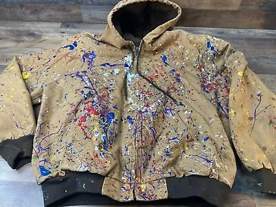 Carhartt Like Redhead Duck Canvas Insulated Hooded Painter Distressed Grunge L • $36.99