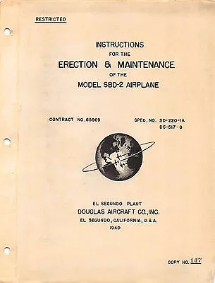 SBD-2 Dauntless Maintenance Manual Flight Manuals World War II Book   -CD- • $49.99