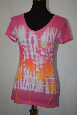 OP Ocean Pacific Junior Sz S (3-5) T-Shirt Short Sleeve Pink Tie Dye Beach Scene • £12.54