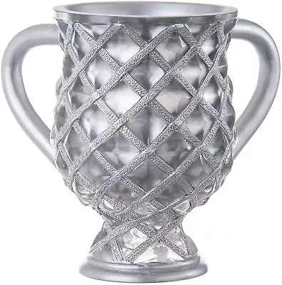 (D) Judaica Diamond Wash Cup Vase With 2 Handles 6.5 H'' (Silver) • $54.99