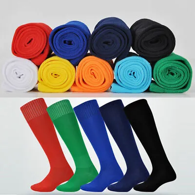 Plain Football Knee High Socks Boys Mens Hockey Sports Soccer Rugby Kids School • $7.98