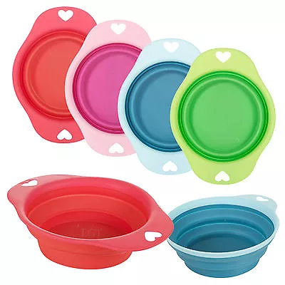 Silicone Pet Dog Cat Puppy Food Water Collapsible Travel Eating Bowl Dish Feeder • £4.59