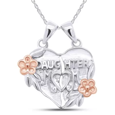 18K White Gold Plated Break Apart Mother Daughter Pendant Necklace • $211.87