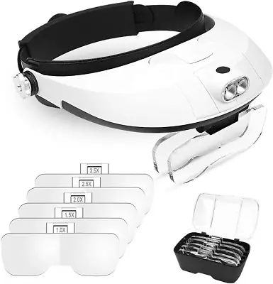 AZFUNN 1X To 6X Headband Magnifier Head Mount Magnifying Glass With LED Light • $34.62