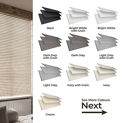 Made To Measure 50mm Faux Wood String Wooden Venetian Blinds Home Office Blinds • £246.20