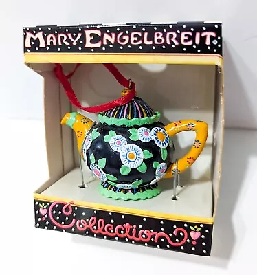 Mary Engelbreit Teapot Christmas Ornament - Black W/ Flowers - New In Box • $11.85