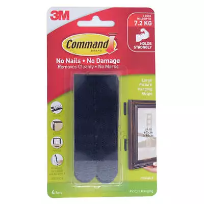 3M Command Damage-Free Large Picture Hanging Strips 7.2Kg 17206BLK • $12.16