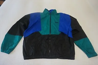 Discus Athletic Shell Suit Jacket Vintage Track Jacket 80s 90s Festival Black Bl • £10.99