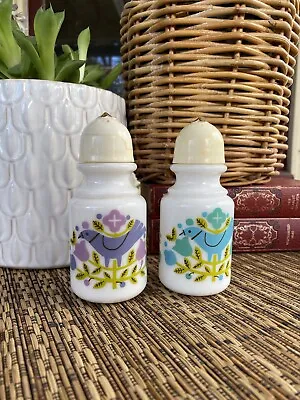 Vintage Avon Bath Oil Salt & Pepper Milk Glass Bottles - Pair • $16