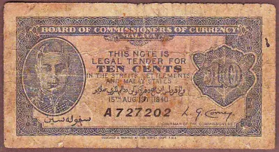 MALAYA  10 Cents 1940 • $19.99