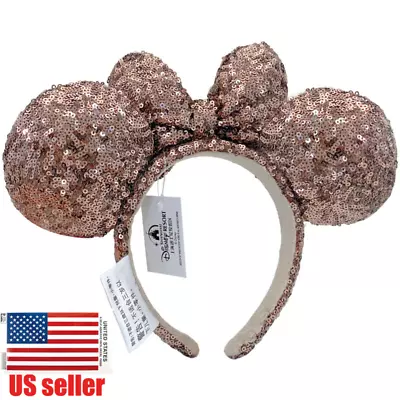 Disney- Minnie Mouse Ears Headband Gold Sequin Bow For Kid Adult Causal Hairband • $18.60