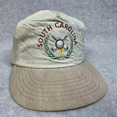 Vintage South Carolina Golf Hat Beige Snapback 5 Panel Logo Golfer Casual USA  • $16.95