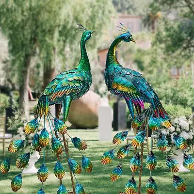 Peacock Garden Sculpture & Statues Metal Birds Yard Art Lawn Ornament For Outdoo • $146.72