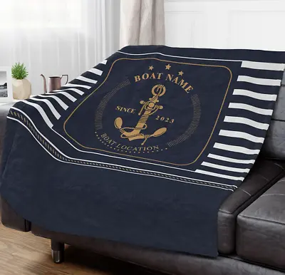Personalized Boat Blanket Nautical Blanket Yacht Gift Lake Hause Decor • $47